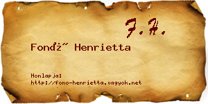 Fonó Henrietta névjegykártya